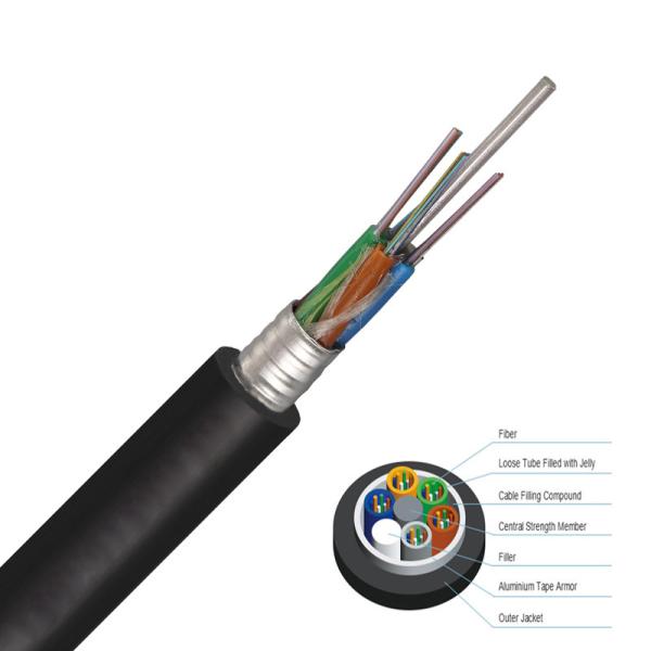 GYTA G652D Gel Filled Direct Buried Fiber Optic Cable Aluminum Tape Armored