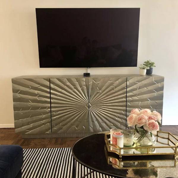 Mirrored Metal Sideboard Cabinet TV Stand Buffet Storage Unit OEM