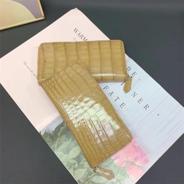 Authentic Genuine Crocodile Skin Women Long Card Pure Lady Colorful Glossy Wallet Exotic Alligator Leather Female Clutch