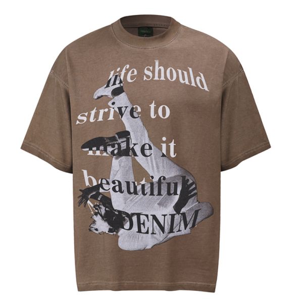 Men's Hip Hop Style Skateboard T-Shirt Fashion Oversized Solid Pattern 100% 230g Heavy Cotton Breathable Eco-friendly Digital