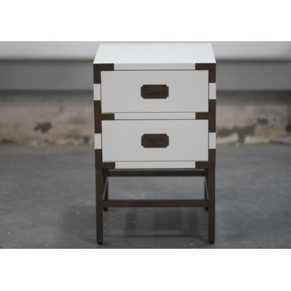 Elegantly Wooden Hotel Bedside Tales With 2 Drawers , Metal Frame