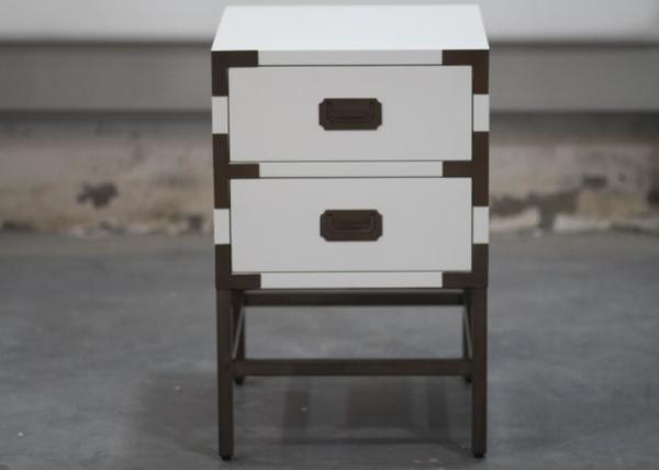 Elegantly Wooden Hotel Bedside Tales With 2 Drawers , Metal Frame