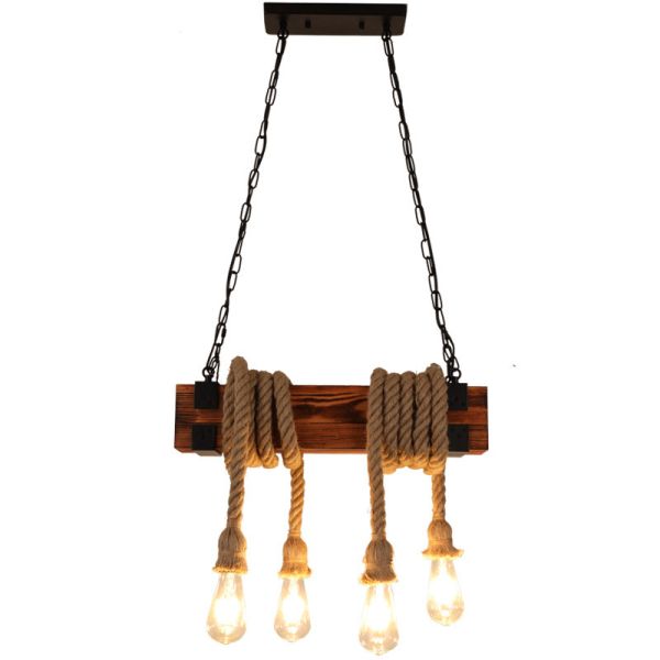 Vintage Loft Industrial Wooden Chandelier Restaurant Lighting Lamp Bar Coffee Bar  Rope Chandelier(WH-VP-219)