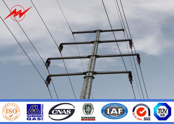 69kv Galvanized Steel Pole , Electric Power Poles With  And BV Certificate