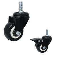 40mm que os rodízios leves do dever ajustam o PVC preto gerenciem sobre um eixo rodízios rosqueados da haste