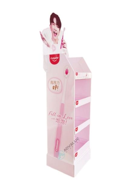 Glossy Cardboard Floor Displays Customizable Retail Stand Display For Colgate