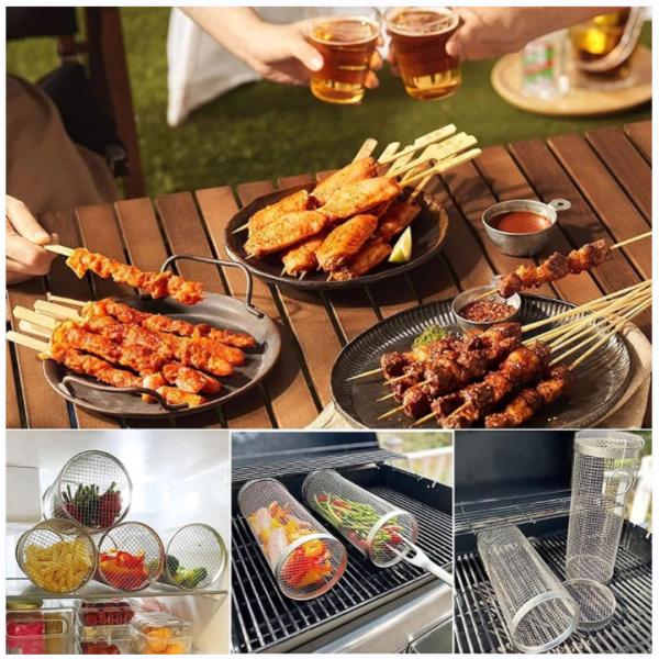 Завальцовка трубки сетки барбекю нержавеющей стали круга 304 барбекю жаря корзину