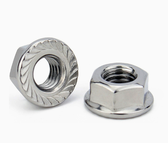Stainless Steel Hex Flange Nut DIN 6923 Galvanized Finish Thread Fully