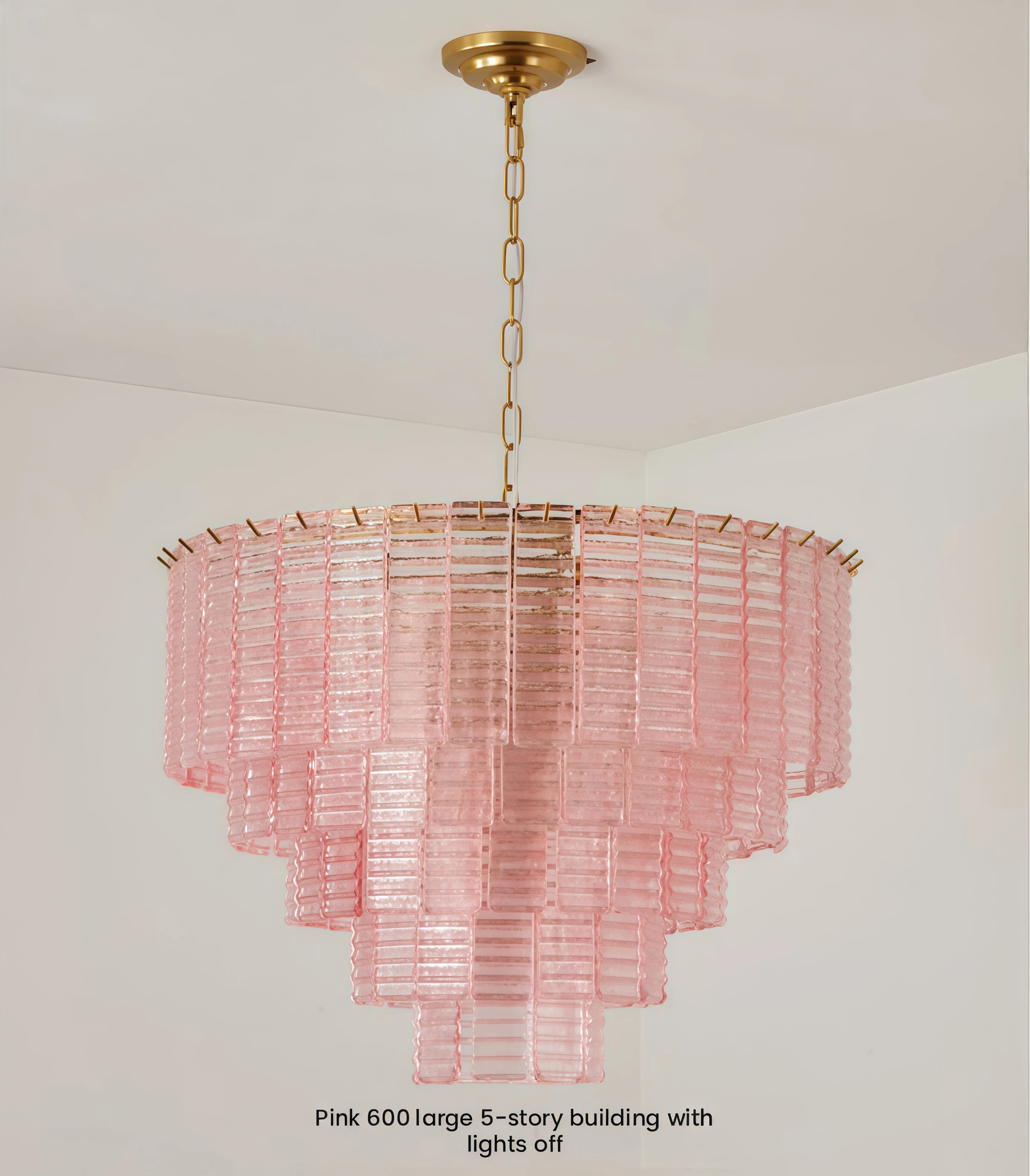 JYLIGHTING Modern Pendant Light Textured Pink Glass Panels in Multiple Stepped Layers Offering Decorative Light and Shadow Effects