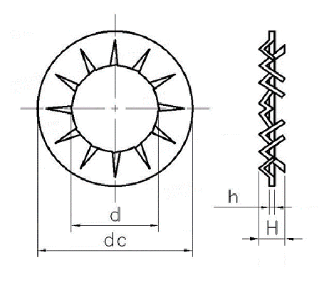 Din Serrated зубом горячего погружения гальванизированное внутренним пружинной шайбы 6798 j