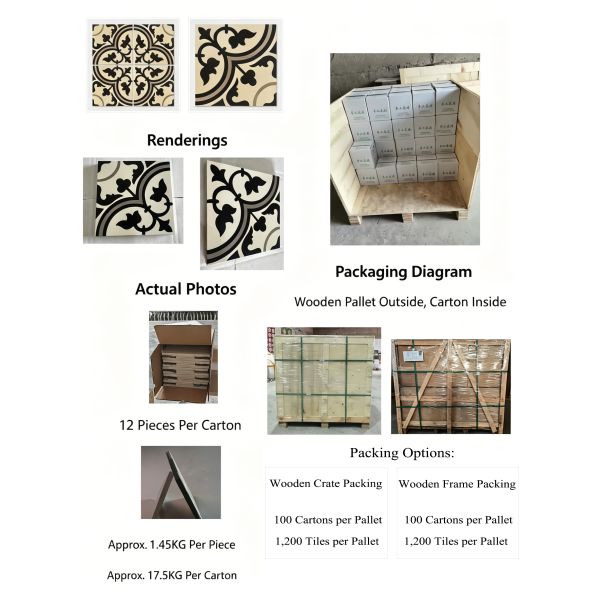 Handmade Colourful Encaustic Cement Tiles Hydraulic Tiles with Silky Matte Finish for Floor and Wall Tiling