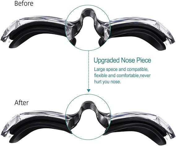 Transparent Lens Adult Swimming Goggles With Automatic Buckle And 3 Size Nose Bridge