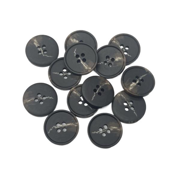 36L 4 Holes Fake Horn Buttons Dark Brown Use For Sweater Coat