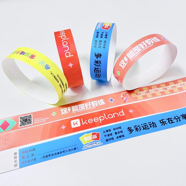 Synthetic Personalized Paper Wristbands For Events Full Color Printing