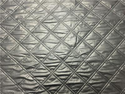 Wadded Clothes 1.2mm Quilted Bonded Leather Fabric With Polyester Cotton Surface Silver Color