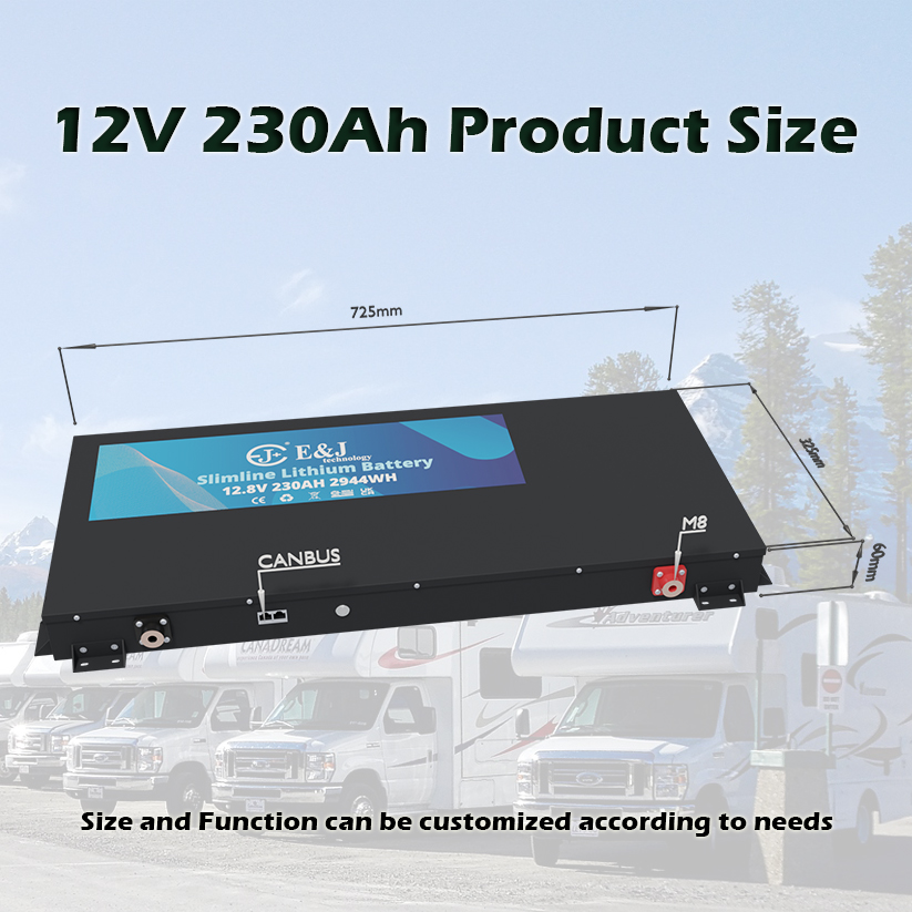 12.8V 230Ah Ultra Slimline Lithium Ion Battery Pack Deep Cycle BMS Integrated For Camper Van