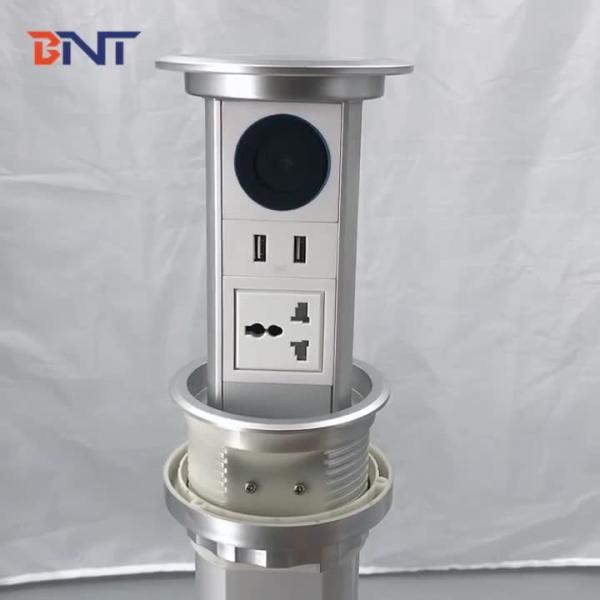 High-end open kitchen worktop used electric lifting pop up outlets with speaker