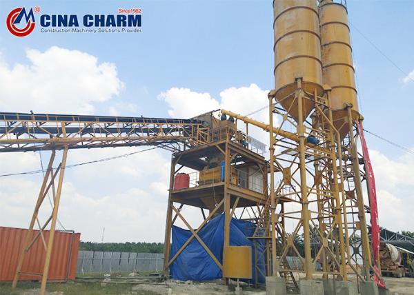 90CBM Belt Type Portable Concrete Batch Plant Js1500 Welded Type 150T Cement Silo
