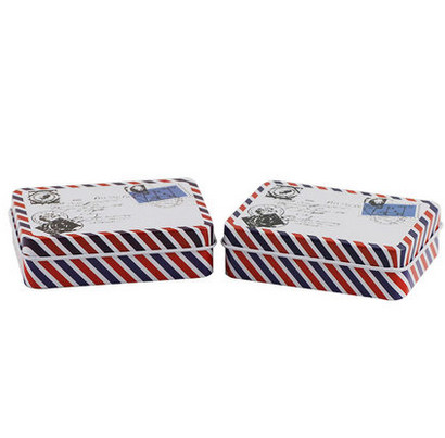 Small Rectangle Chrsitmas Mailing Gift Tin Box With Customized Logo Print