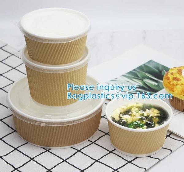 Salad Cup, Soup Cup, Salad Bowl, Soup Bowl, Large Capacity Disposable Kraft Paper Bowl With Paper Lid Eco Takeaway Food