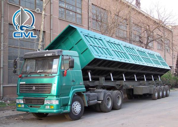 3 Axle 40T Container Flat Side Rollover Semi Dump Trailers / Side Dump Trailer
