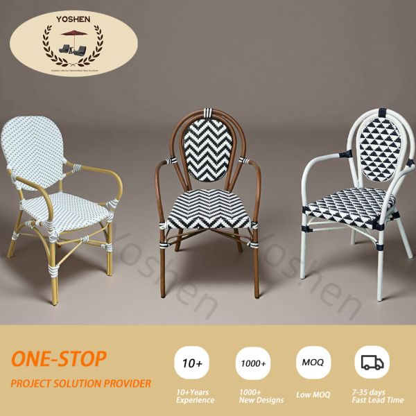 French Bistro Style Bar Stools Set Vintage Counter Height Stools with Cane Back