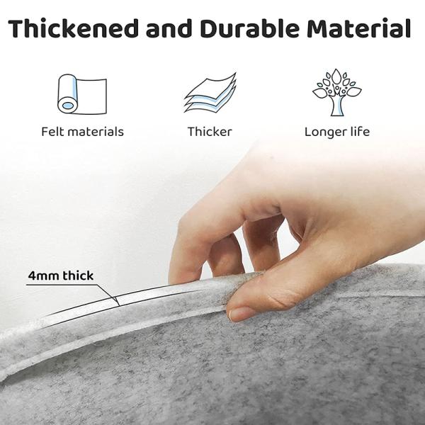 4mm Laundry Grey Felt Storage Basket With Imitation Leather Handles