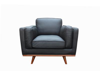 Plus Split Cover Single Seat Leather Sofa Timber Plinth Single Seater Leather Armchair