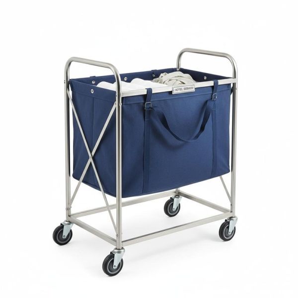 Foldable Stainless Steel Linen Trolley for Hotel Service Housekeeping Cart