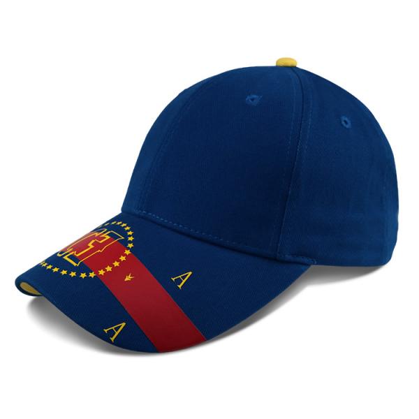 Capuz de basebol azul bordado de 6 painéis com fivela de metal