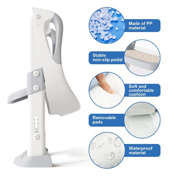Grey + White 3 In 1 Potty Training Toilet Seat With Step Stool Ladder For 1-6 Year'S Old
