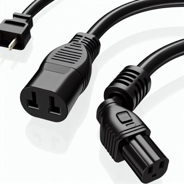 10A IEC Female End C20 To C13 Electric Power Cord VDE 2 Ft Black Extension Cord