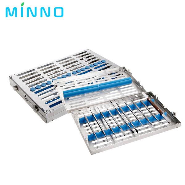 Dental Autoclavable Surgical Sterilization Box Stainless Steel Sterilization Rack Surgical Autoclavable Sterilization Box Dental Cassette File Burs Disinfection Tray