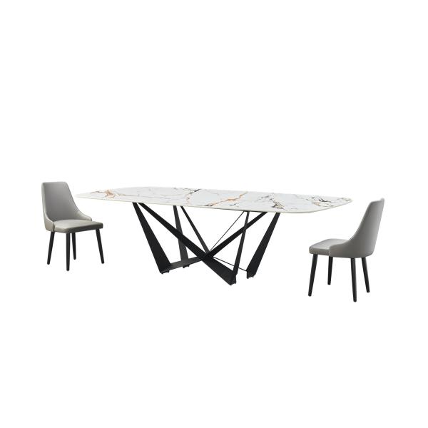 Luxury Classical French Hotel Kitchen Dining Room Table Marble Dinning Table 6 Dining Chairs