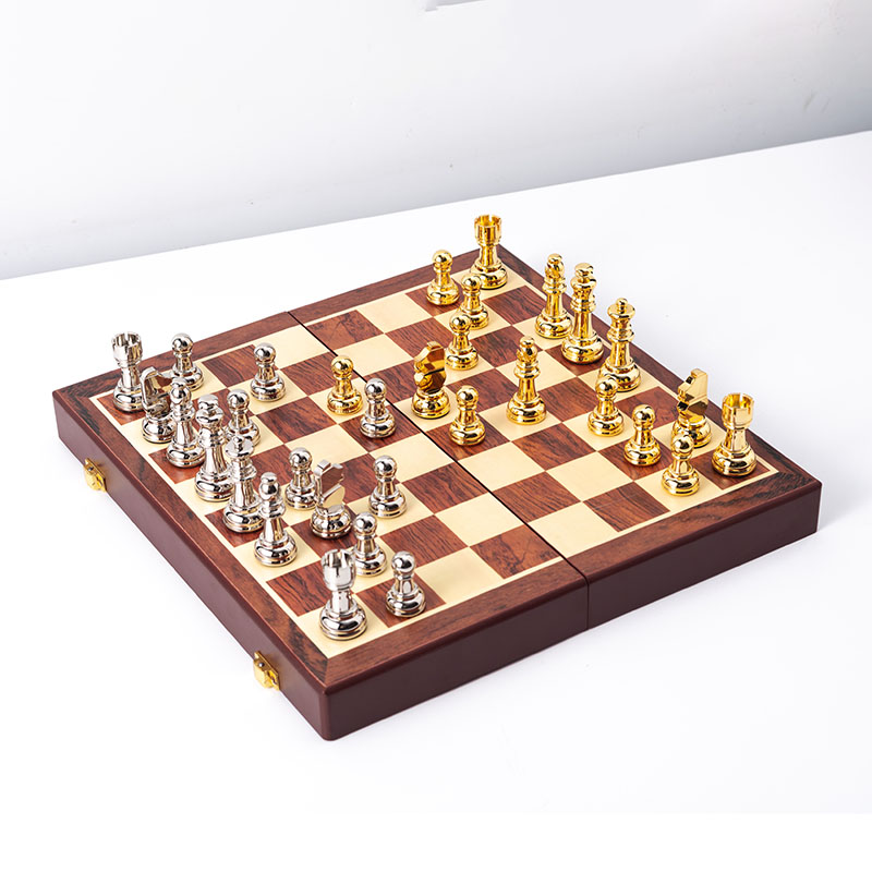 Portable Metal Chess Set with Durable Aluminum Alloy and Foldable Design for Travel and Home Entertainment