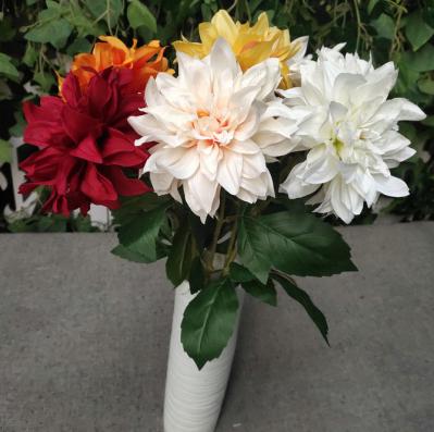 Flor artificial dália estilo europeu 3 cabeças para festa em casa flor de seda de casamento