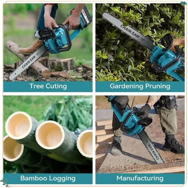 Makita High Efficiency 12-Inch Wireless Handheld Chainsaw High Frequency Brushless Motor Reliable Tools for Wood Saw Battery Durable
