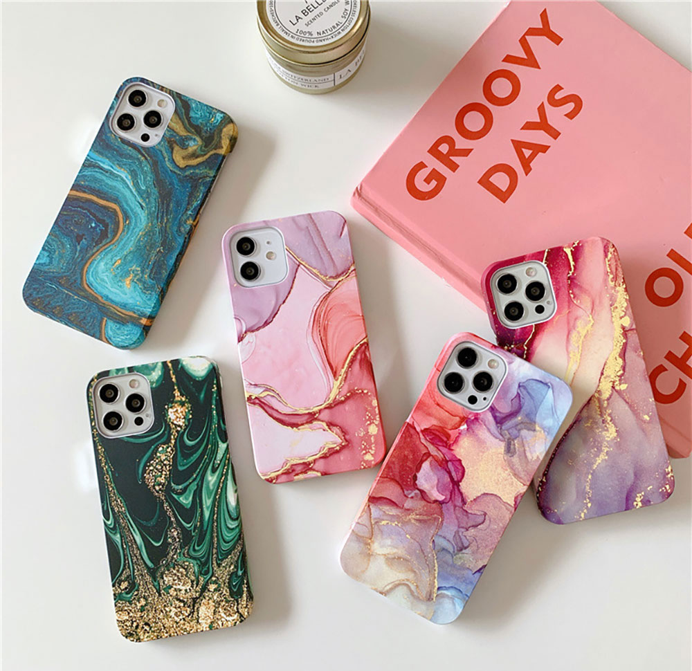 Marble Phone Cases for Iphone X 7 8 10 11 12 13 14 15 Max Pro Plus Luxury Colourful Shell Pattern Gold Case Sjk145 Laudtec