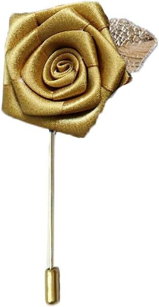 Men's Metalic Gold Flower Lapel Pin/Shirt Stud Brooch Golden, Gentleman's Essentials Premium Handmade Flower Lapel Pin