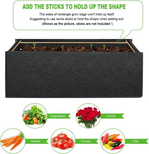 Fabric Raised Garden Bed 6x3x1ft Garden Grow Bed Bags for Growing Herbs, Flowers and Vegetables 128 Gallon