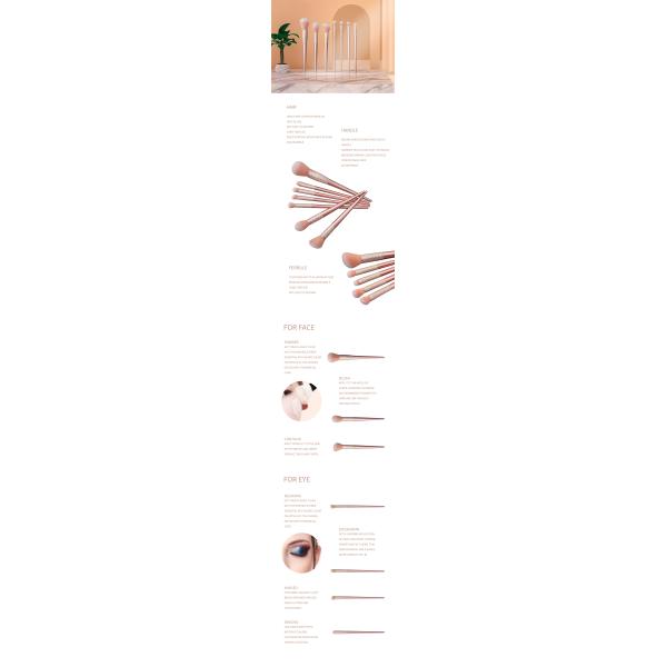 Aluminum Ferrule 7PCS Wooden Cosmetics Makeup Brush Kits