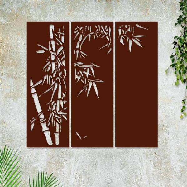 Parede do jardim que monta os painéis de aço decorativos rústicos de Corten do projeto de bambu