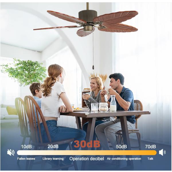 1stshine Ventilador de teto de casa com lâminas de madeira maciça e 3 velocidades de puxar controle de cadeia