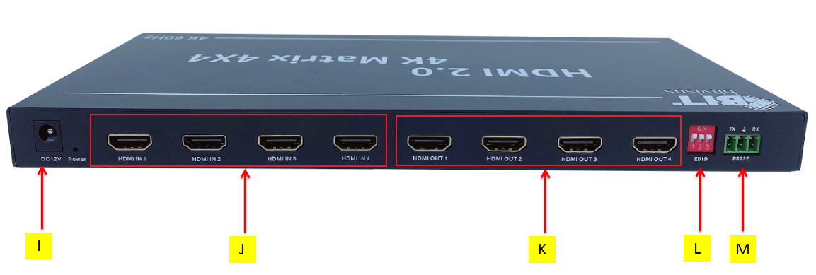 4K60 HDMI Matrix Switch 4 in 4 Out with HDMI 2.0 Support for Multi-Screen Control