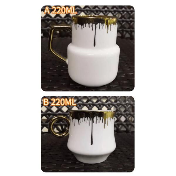 Ceramic Mugs Fashion Coffee Cups Nordic Blank OEM Porcelain White Gold Mug