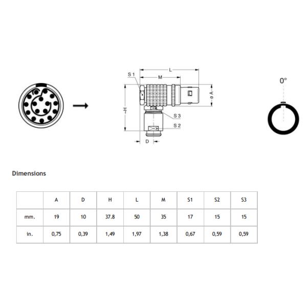 3B 16pin Metal Circular Cable Connectors Lemo FHG Elbow Male Cable Connector FHG.3B.316