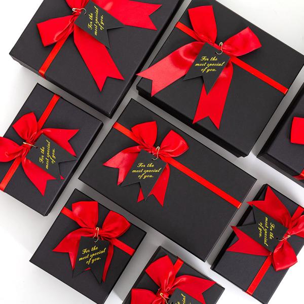Boîte cadeau noire avec couvercle pour emballage cadeau Saint-Valentin boîte cadeau d'anniversaire