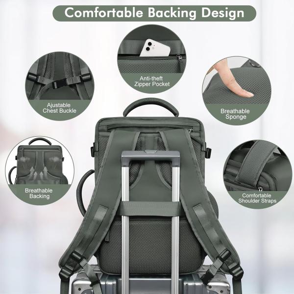 Sac à bagages de transport occasionnel sac de voyage à dos vert olive avec port de recharge USB