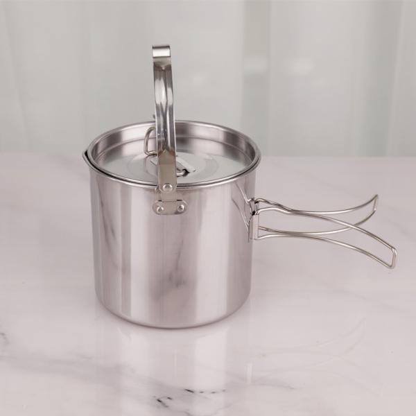 Stainless Steel Outdoor Camping Pot Set Backpacking Cookout Picnic Cookware