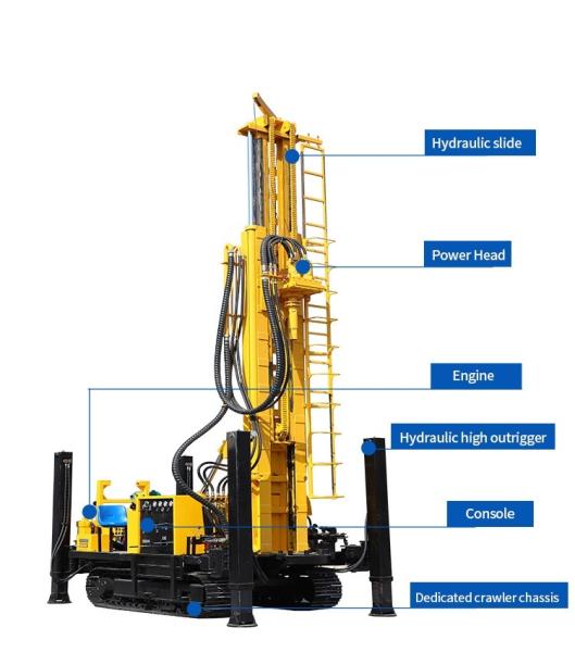 Máquina de perfuração rotativa a diesel Max.500m Profundidade 300mm Diâmetro de perfuração 10000 KG